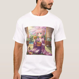 Anime Girl in Kimono - Japanse zomer T-shirt