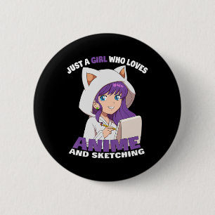 Anime Girl is gewoon een meisje dat van Anime en S Ronde Button 5,7 Cm