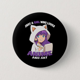 Anime Girl is gewoon een meisje dat van Anime houd Ronde Button 5,7 Cm