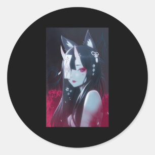 Anime Girl Kawaii Waifu esthetische Japanse Manga  Ronde Sticker