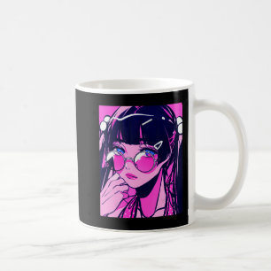 Anime Girl Kawaii Waifu Roze esthetische Japanse O Koffiemok