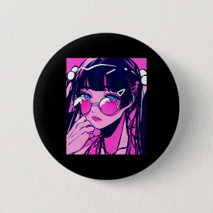 Anime Girl Kawaii Waifu Roze esthetische Japanse O Ronde Button 5,7 Cm