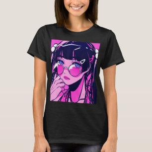Anime Girl Kawaii Waifu Roze esthetische Japanse O T-shirt