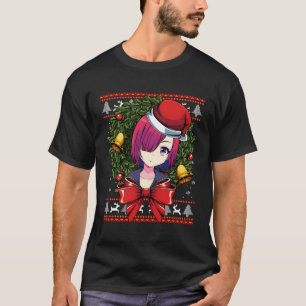 Anime Girl Kerstmis Japanse esthetische Manga T-shirt