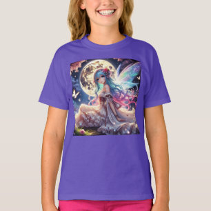 Anime Girl Moon Fairy Princess in de tuin T-shirt