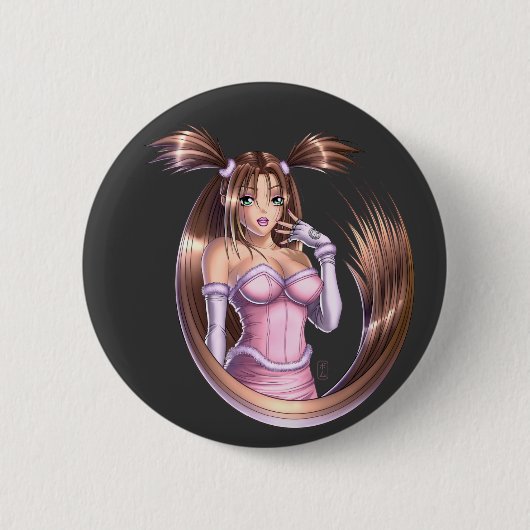 Anime Girl - Nikki Ronde Button 5,7 Cm (Voorkant)