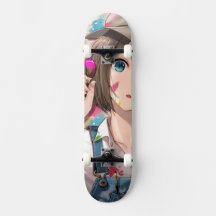 Anime Girl op Skateboard, Anime Girl Skateboard,