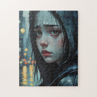 Anime Girl Rainy Day Puzzel - Waterverf Jigsaw Legpuzzel