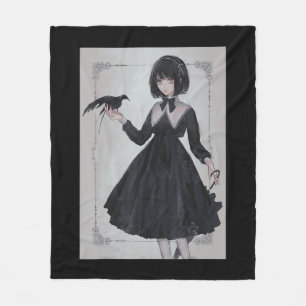 Anime Girl Sad Retro Aesthetic Japanse Otaku Fleece Deken