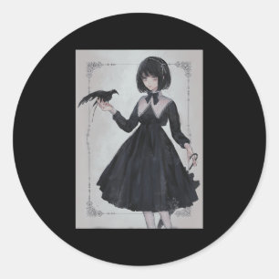 Anime Girl Sad Retro Aesthetic Japanse Otaku Ronde Sticker