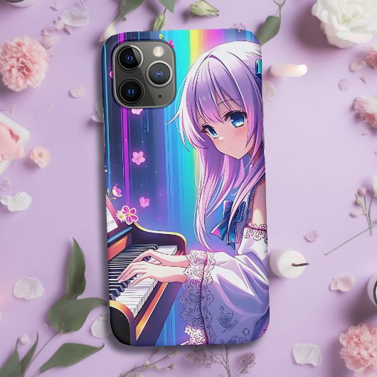 Anime Girl speelt piano Case-Mate iPhone Case