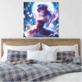 Anime Girl Violet Butterfly Wing Moon Fairy Canvas Afdruk (Insitu (Slaapkamer))