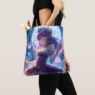 Anime Girl Violet Butterfly Wing Moon Fairy Draagtas