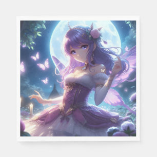 Anime Girl Violet Butterfly Wing Moon Fairy Servet
