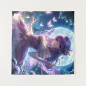 Anime Girl Violet Butterfly Wing Moon Fairy Wandkleed (Voorkant (horizontaal))