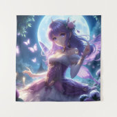 Anime Girl Violet Butterfly Wing Moon Fairy Wandkleed (Voorkant)