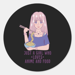 Anime Girl voor Anime & Food Lover Ronde Sticker