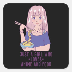Anime Girl voor Anime & Food Lover Vierkante Sticker