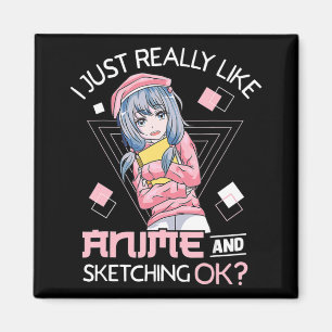 Anime Girl Waifu die van Anime Ramen en Sketchi ho Magneet