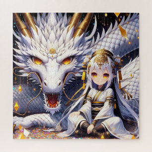 Anime Girl Warrior en Dragon Ai Art Legpuzzel