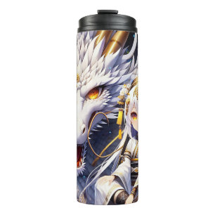 Anime Girl Warrior en Dragon Ai Art Thermosbeker