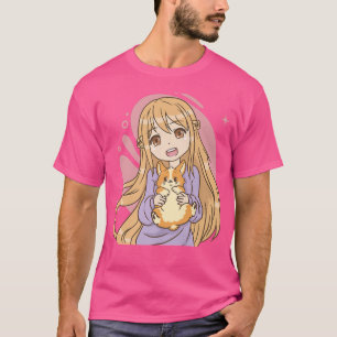 Anime Girl with Corgi chien design Premium T-Shirt