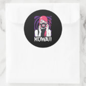 Anime Girl Yandere Horror Face Alien Kawaii Gothic Ronde Sticker (Tas)