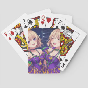 Anime Girls Mardi Gras Pokerkaarten