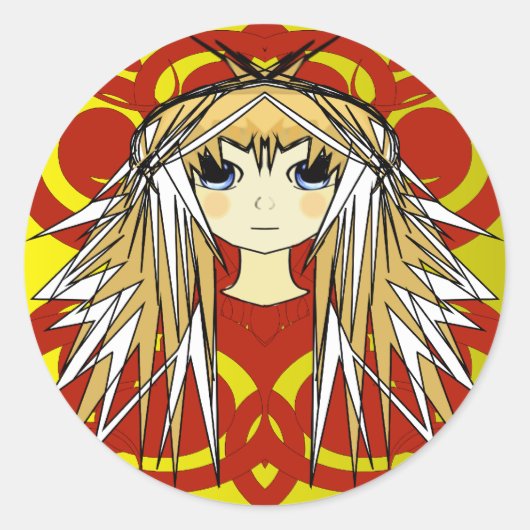 Anime Girls Ronde Sticker (Voorkant)