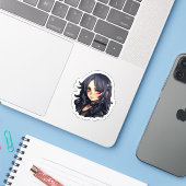 Anime Gothic Girl Sticker (Laptop met iPhone)