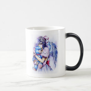 Anime gothic roze engel meisje met teddy magische mok