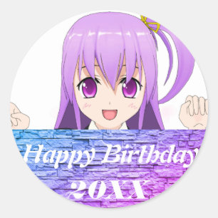 Anime Happy birthday schattig japans Ronde Sticker