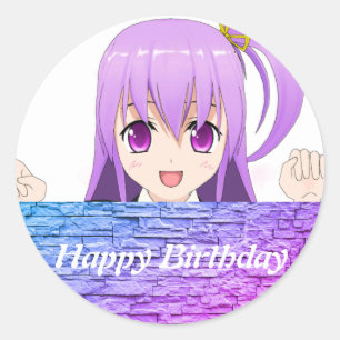 Anime Happy birthday schattig japans Ronde Sticker
