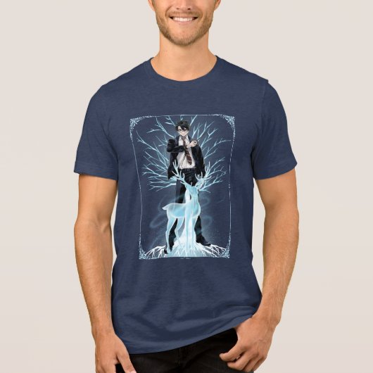 Anime HARRY POTTER™ Heren Patronus Tri-Blend Shirt (Voorkant)