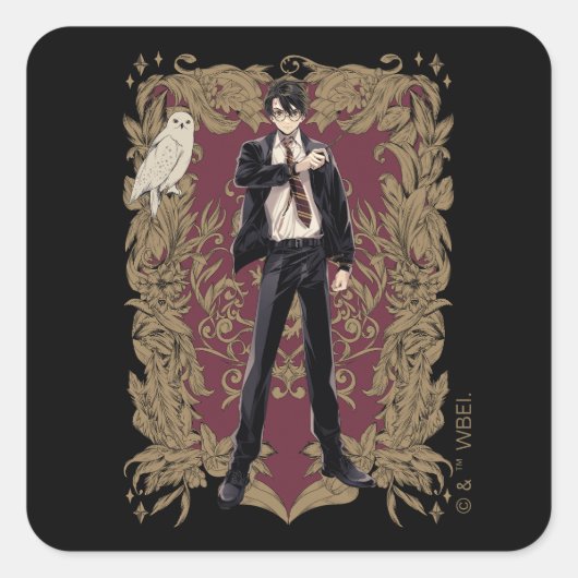 Anime HARRY POTTER™ Lijst Vierkante Sticker (Voorkant)