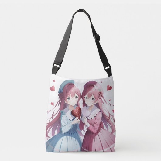 Anime harten Valentijnsdag Crossbody Tas (Voorkant)