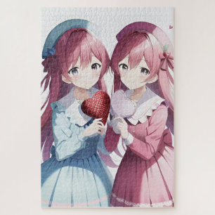 Anime harten Valentijnsdag Legpuzzel