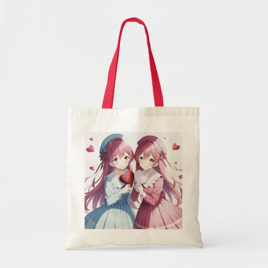 Anime harten Valentijnse versie Tote Bag (Voorkant)