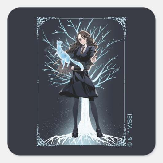 Anime Hermione Granger's Otter Patronus Vierkante Sticker (Voorkant)