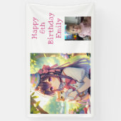 Anime Holding Kitten Meisje Verjaardag Spandoek (Verticaal)
