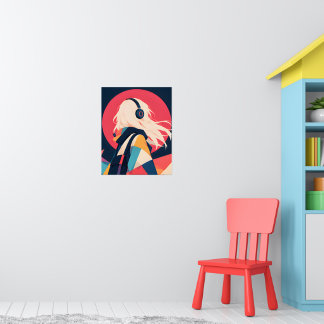 Anime inspiratieprint Nr. 8 Wind in haar Haar Poster