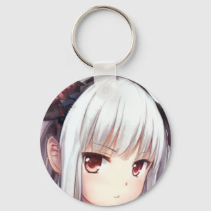 Anime irritante zilverhardende meid met netogen sleutelhanger
