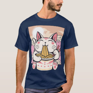 Anime Japanse Ramen Cat Kawaii Cute Korean Manga T-shirt