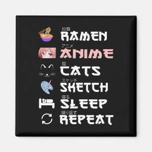 Anime japanse ramen schetsen kat Anime Lover Gir Magneet