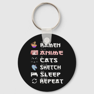 Anime japanse ramen schetsen kat Anime Lover Gir Sleutelhanger