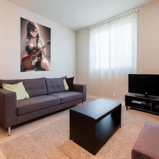 Anime jeune guitariste | AI Art Poster