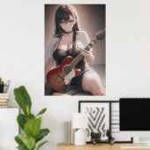 Anime jeune guitariste | AI Art Poster (Bureau à domicile)