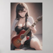 Anime jeune guitariste | AI Art Poster (Devant)