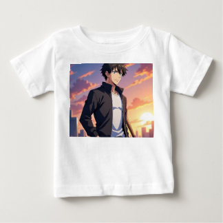 Anime Jongen bij Zonsondergang in de Stad – Stijlv
