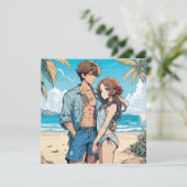 Anime jongen en meisje kaart (Staand voorkant)